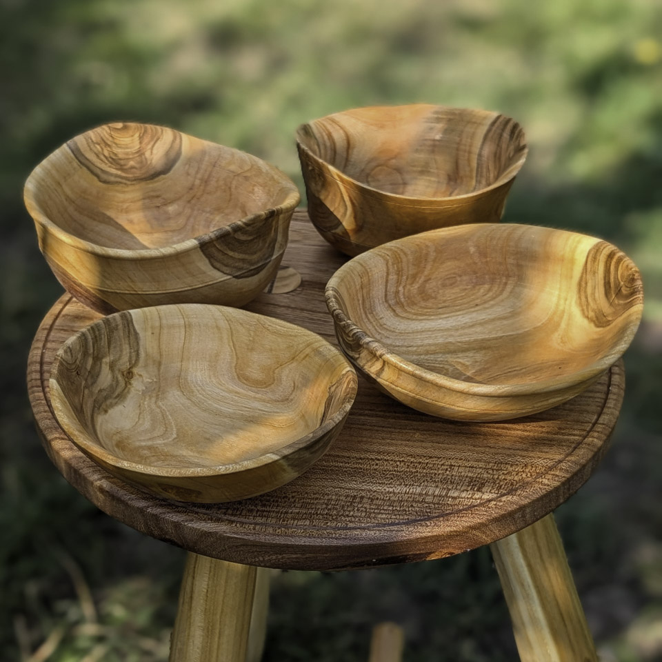 Wooden bowns turned by Dave Cockcroft