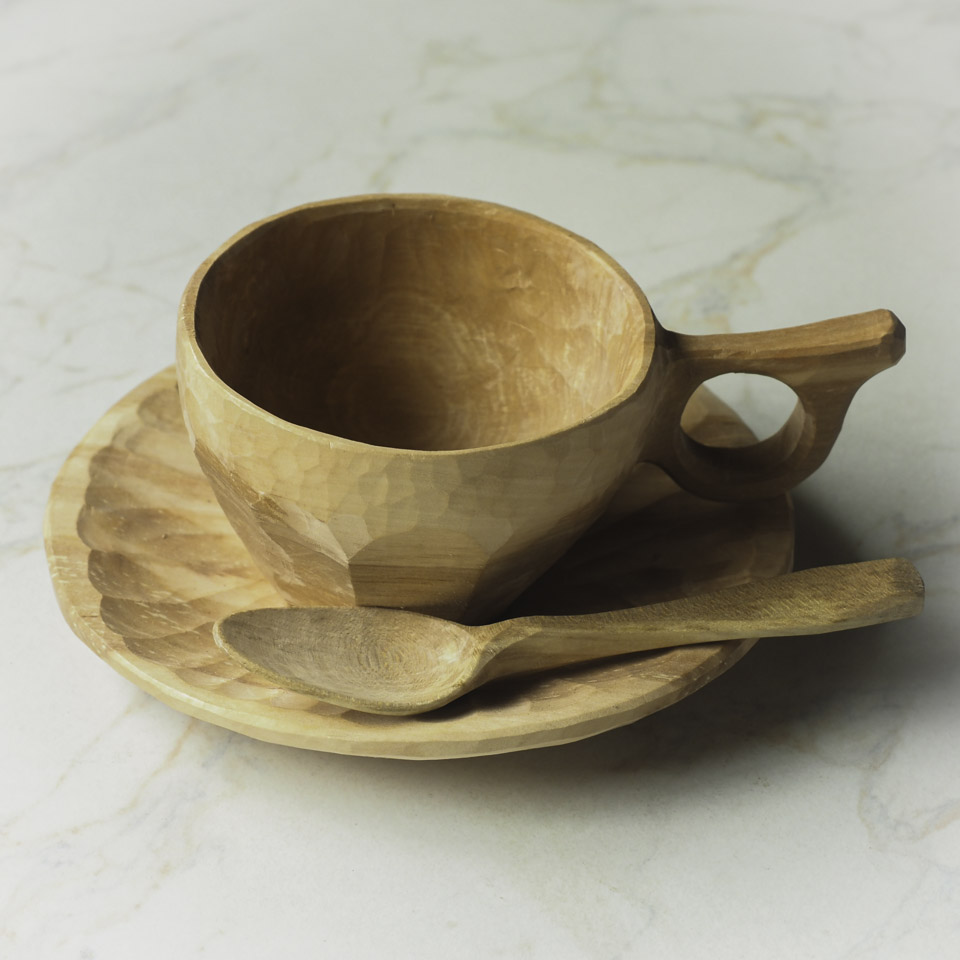 Wooden cup and saucer by Dave Cockcroft